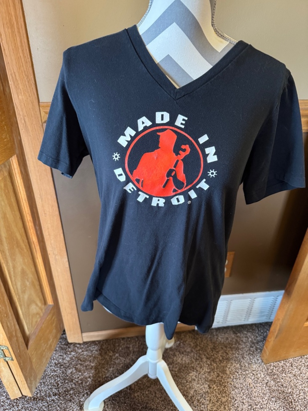 Made In Detroit Women's Black V-Neck Graphic Tee